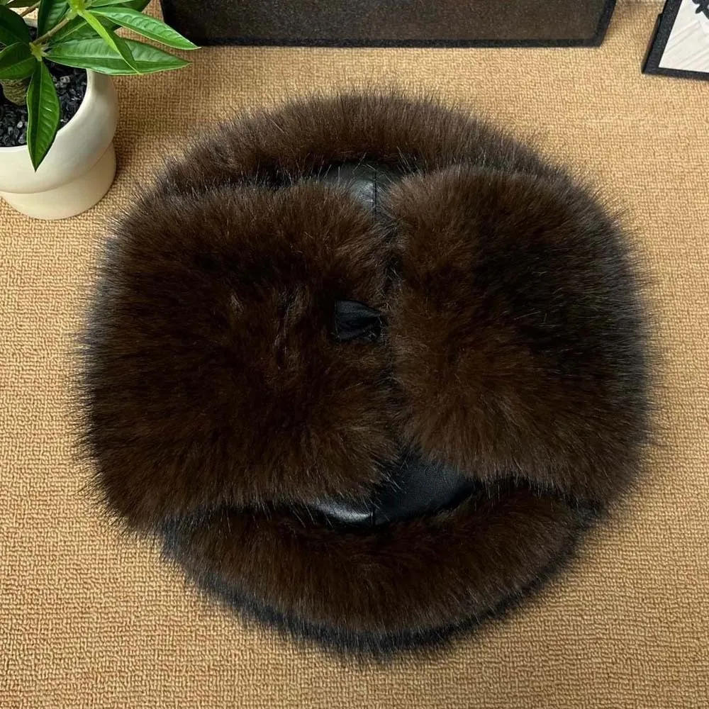 Faux-Nerz-Trapper-Mütze für Herren, winddicht, dick, aus Plüsch, Kunstfell, ultraweich, mit Ohrenschutz, Winter-Schneemütze, Geschenk für Opa – Detail 5