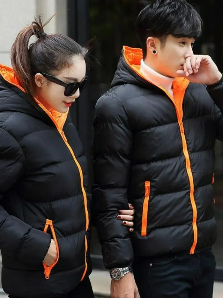 

Thiened ort down Jaet for Men Winter Faionable Casual Stand Fit Youth Pure Color Hooded Cotton Padded Coat for Cou...