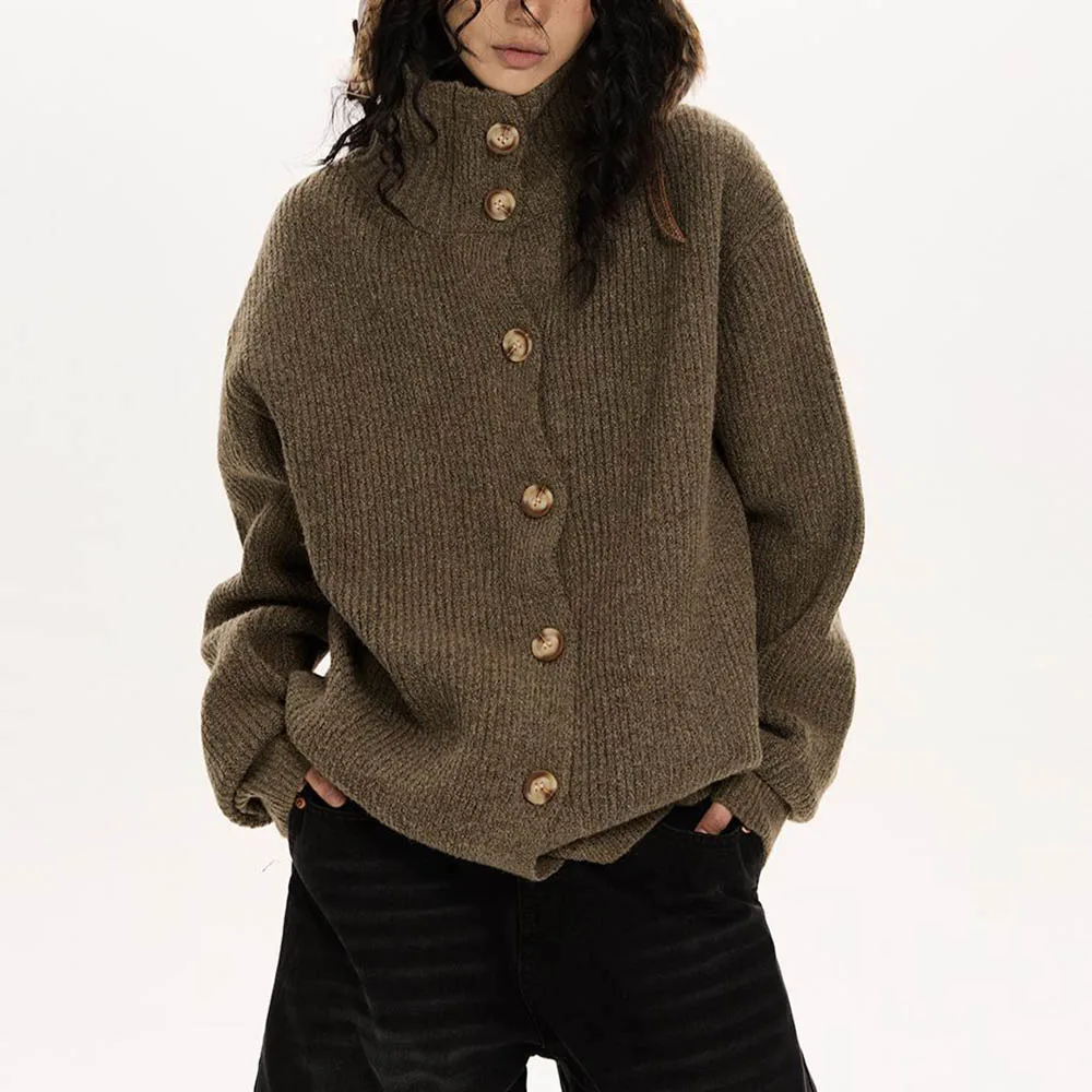 

Men's Solid Color Knitted Long-Sleeved Jacket American Retro Fashion Trend High Street Loose Casual Breathable Niche Men's Tops