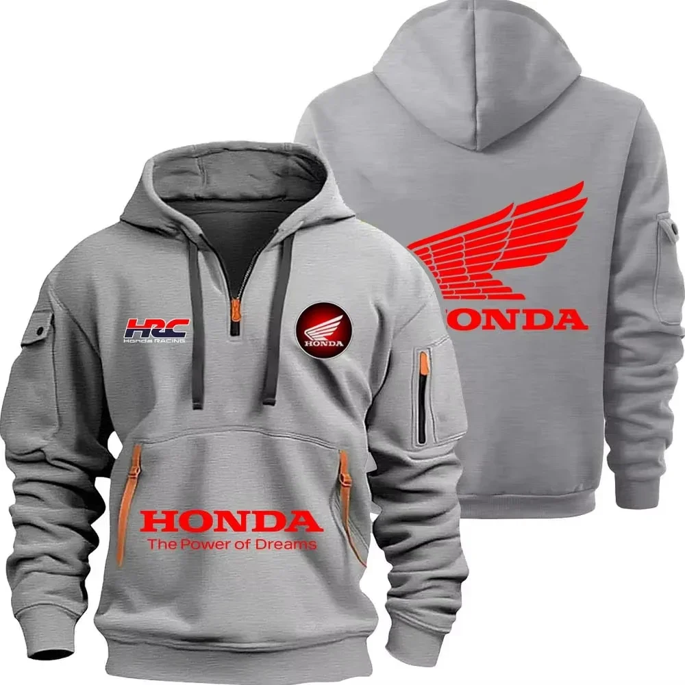 

Honda Official Half Zip Hoodie 2026 Men's And Women's Fashion Half Zip Pocket Spring And Autumn Hoodie With Multiple Pockets Des