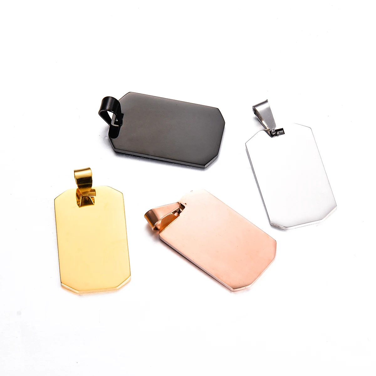 10 Pcs Wholesale 33x20 Rectangle Unisex Stainless Steel Stamping Blank ID Dog Tags Pendant Necklace Jewelry Makings