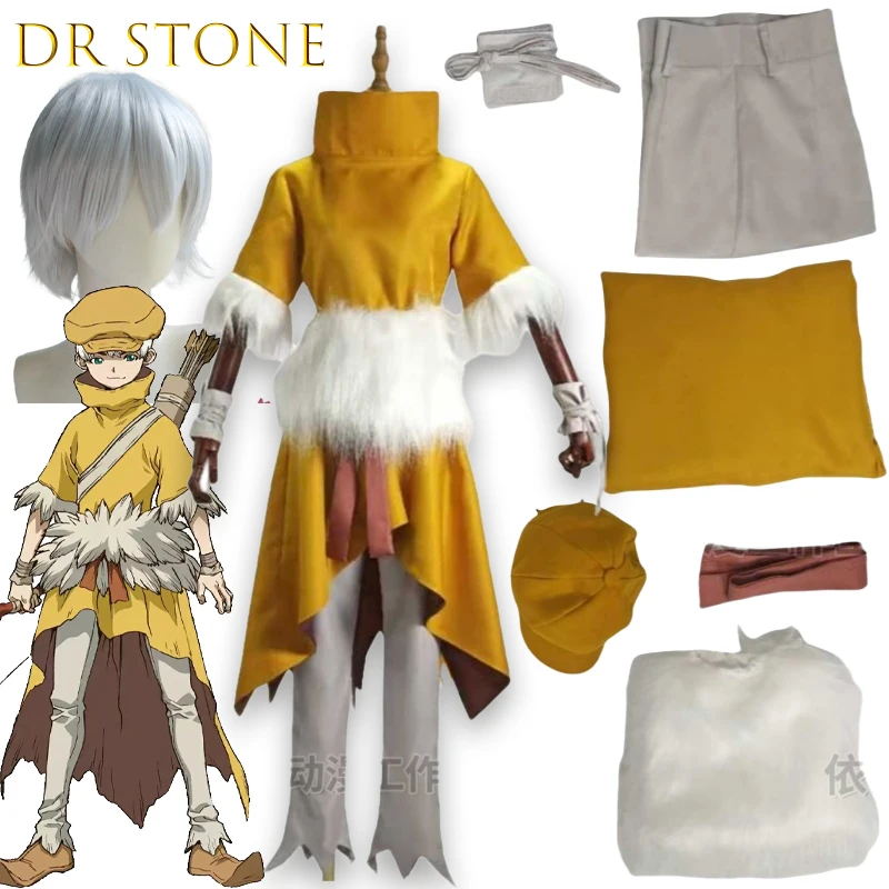 

‌ ‌ ‌ ‌ ‌ BDrAnime Stone Saionji Ukyo Косплей Костюм Парик Со Шляпой Хэллоуин Женщина Мужчина Полный Комплект Униформа Со Шляпой Disfraz Mujer Cos