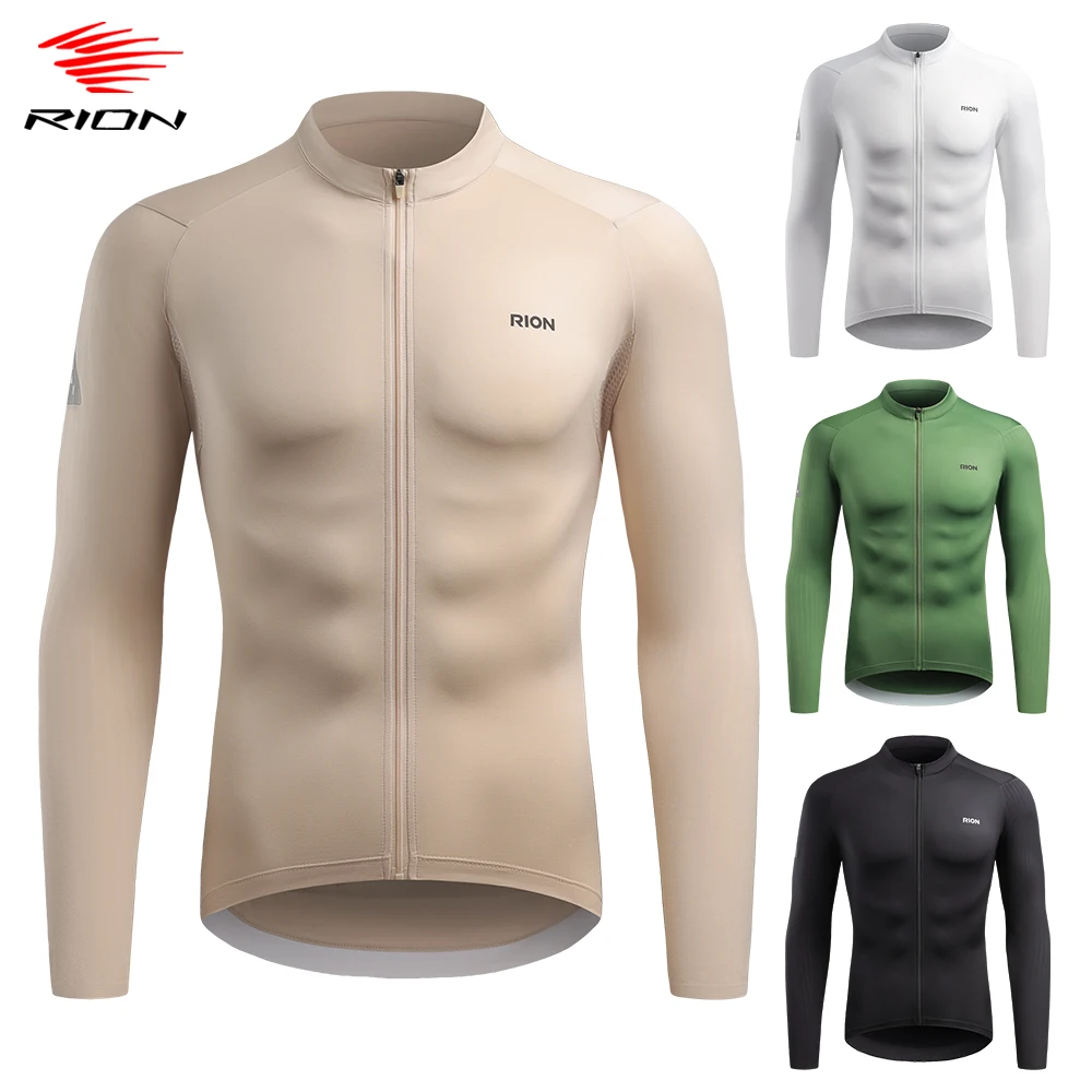 

RION Men's Long Sleeve Cycling Jersey UV Color-Changing Cuff Label UPF 50+ Quick Dry Stretch Breathable MTB Shirt Summer Outdoor
