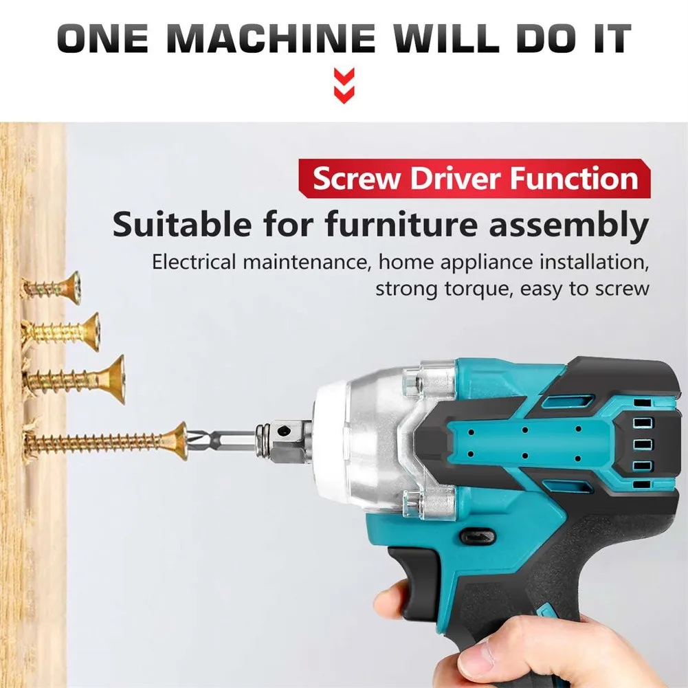 Imagem -04 - Brushless Electric Impact Wrench Cordless Screwdriver Corpo em 320n.m Soquete para 18v Makita 1860 1850 1840 Bateria