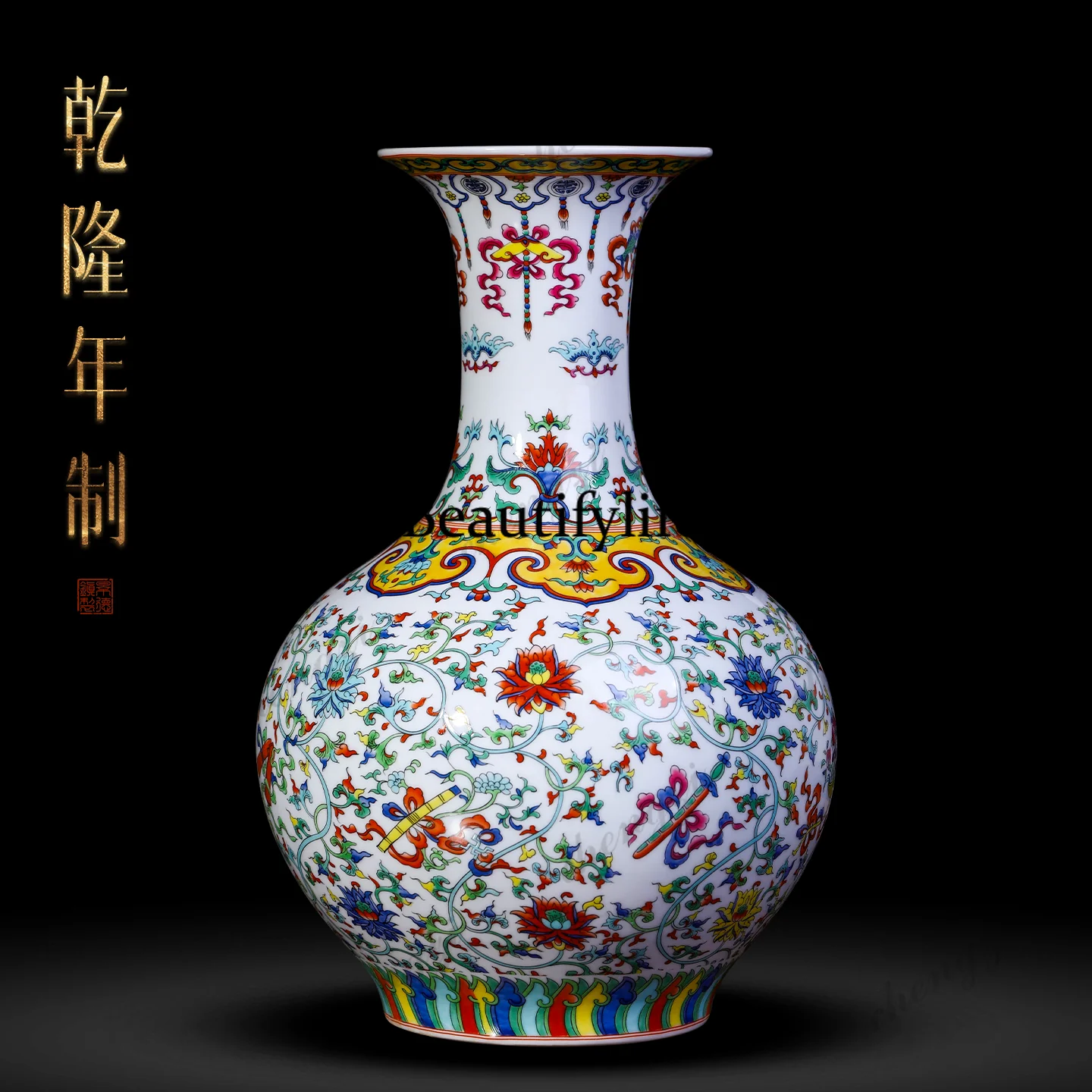 Jingdezhen ceramic vase blue and white floral arrangement new chinoiserie living room office shelf decorative ornaments
