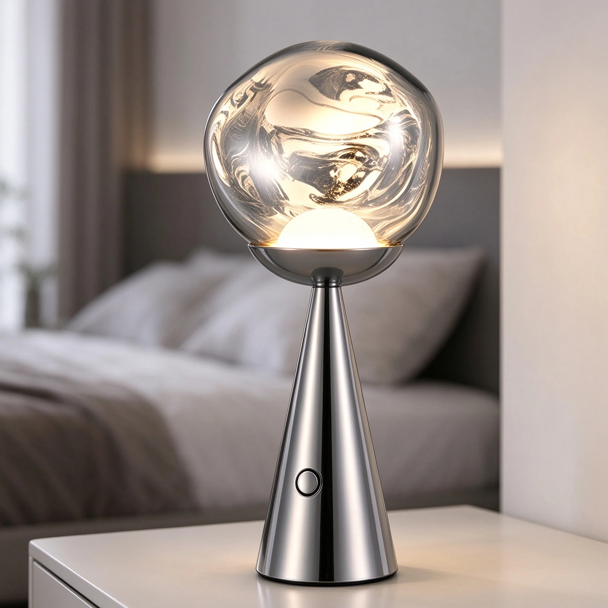 Modern Table Lamp Touch Control Rechargeable Portable Desk Lamp Bedroom Living Room Office Hotel Room Minimalist Night Light