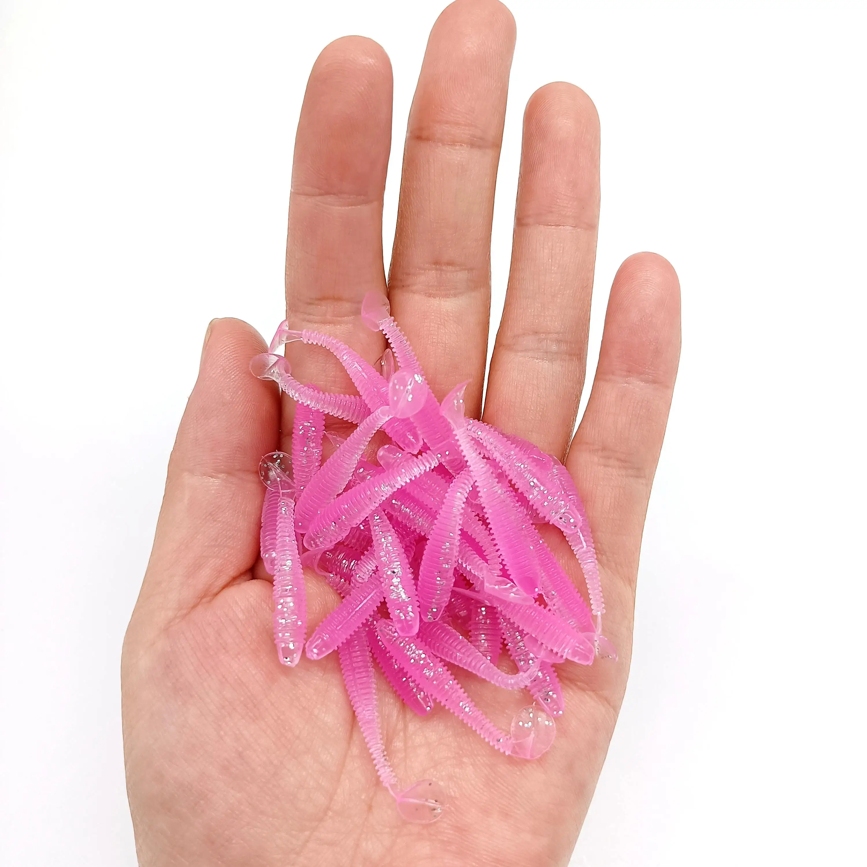 DUODUOYU 10PCS Mini Weiche Angeln Köder 0,37g/3,5 cm Kleine Ttail Wurm Köder Wobbler Isca Pesca Karpfen künstliche Köder Angelgerät