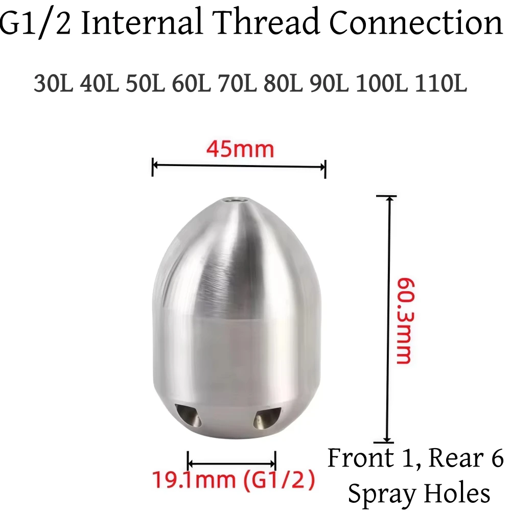 1/2 Inch Nozzle Stainless Steel Sewer Jetter Nozzle Pipeline Drainage Tool 30L~110L/min Pressure Cleaning Machine Accessories image 2