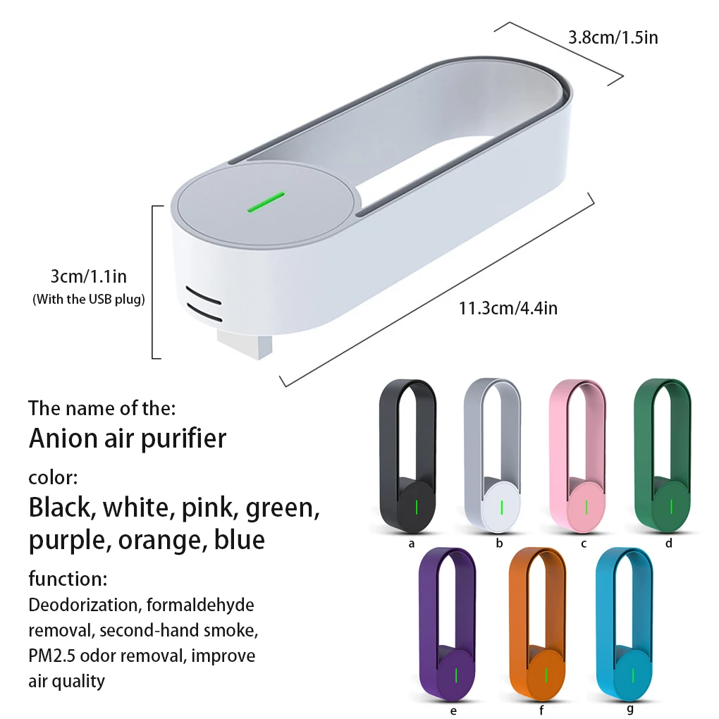 USB Luftreiniger Auto Lufterfrischer Bad Negative Ionen Tragbare Staub Geruch Entferner Werkzeug Niedrigen Noise Ionisator Haushalt Appliance