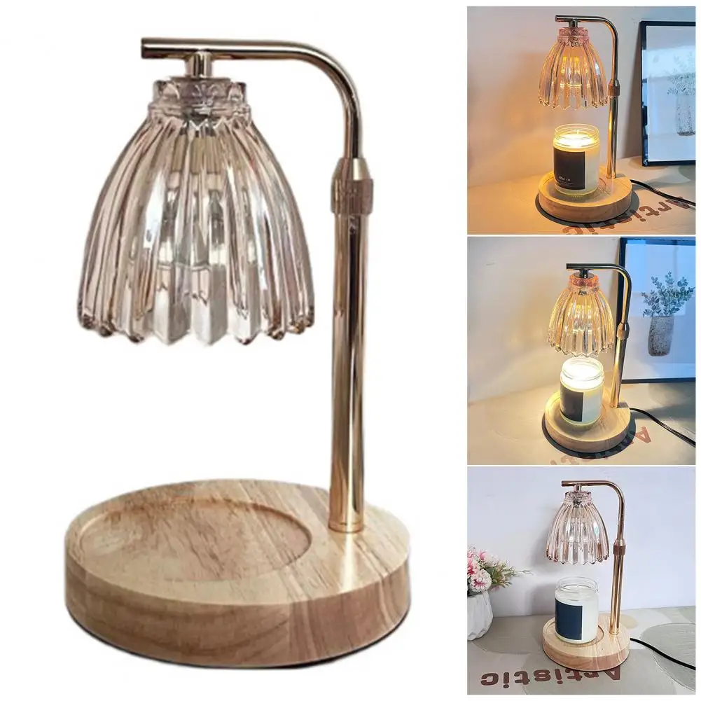 Bedroom Lamp Dimmable Electric Candle Lamp Warmer with Timer Function Wooden Base Soft Glow Flicker Free Scented Candle for Home