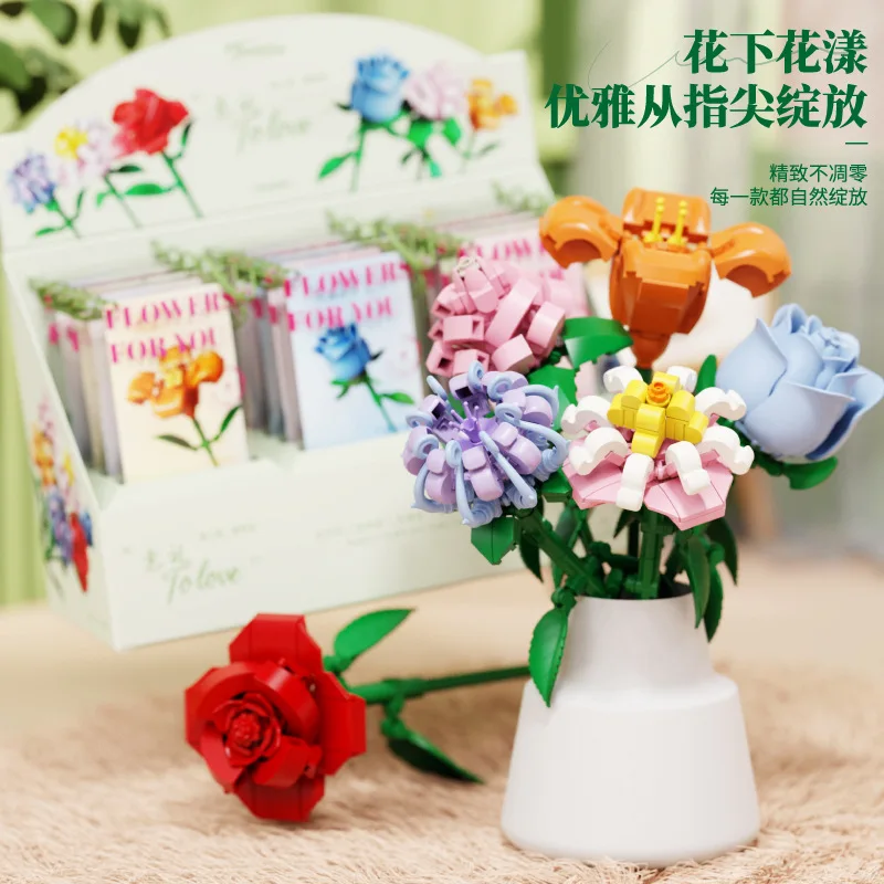 

3D Puzzle Flower Blocks Eternal Gift for Girls Valentine's Day Assembly Toy Romantic Floral Puzzle Piece NO.D1308