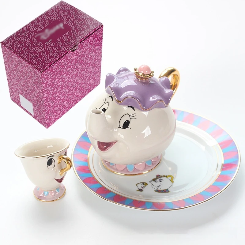 Cute Disney Teapot Cartoon Beauty And The Beast Coffee Pots Mug Mrs Potts Chip Cup Tea Cup Pots One Tea Sets Droshipping Gifts