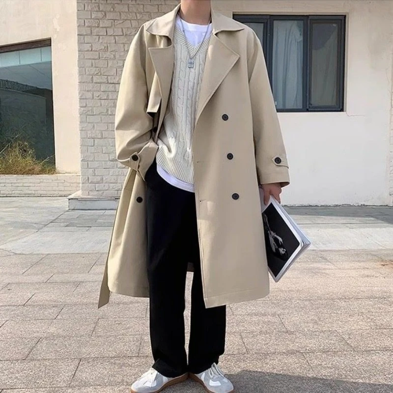 

Premium Teutonic Style Men's Mid Length Trench Coat Loose Fit Casual Outerwear with High End Finish Suitable for Autumn Season