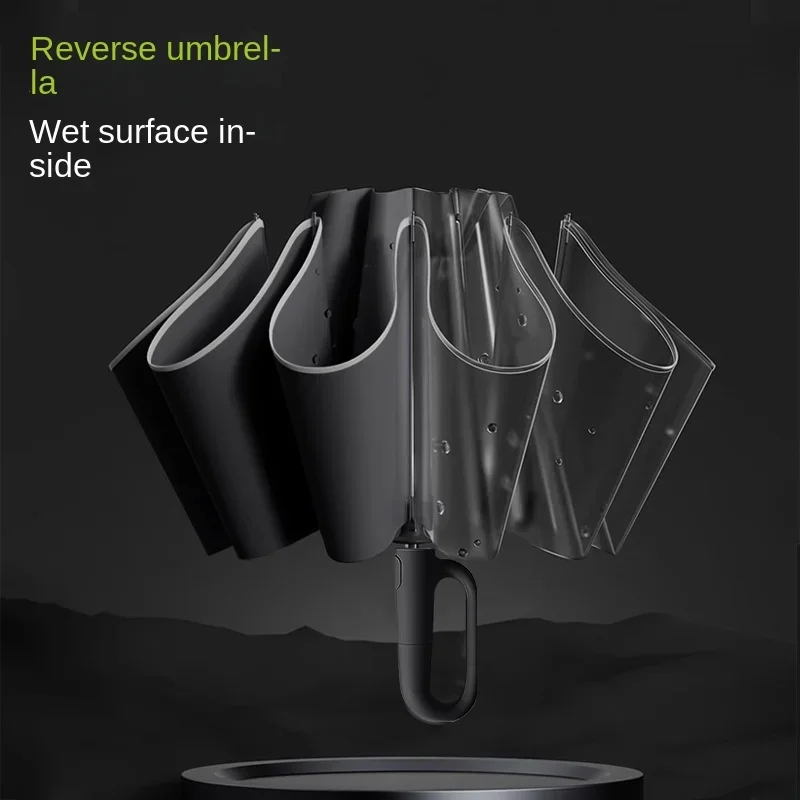 Premium Feeling Reverse Ring Buckle UV Umbrella Triple Folding Fully Automatic Parasol Wind and Rain Resistant Umbrella