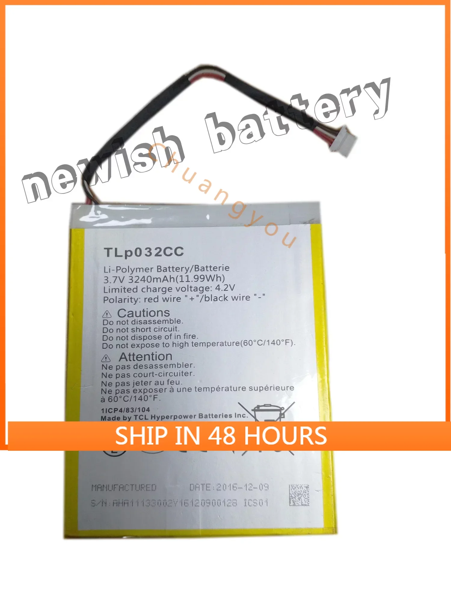 

For New Tlp032cc 3.7V 3240MAh Battery