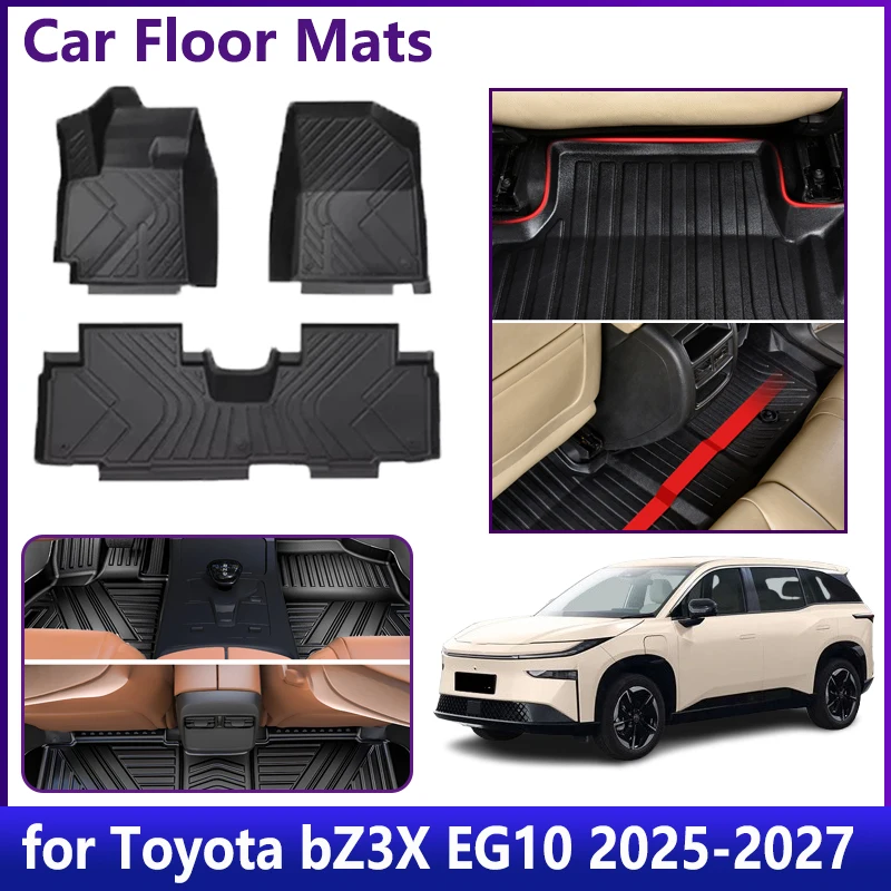 

For Toyota bZ3X EG10 2025 2026 2027 Car Floor Mats LHD Waterproof Carpets Leather TPE Foot Mat Carpet Rug Anti-dirt Accessories