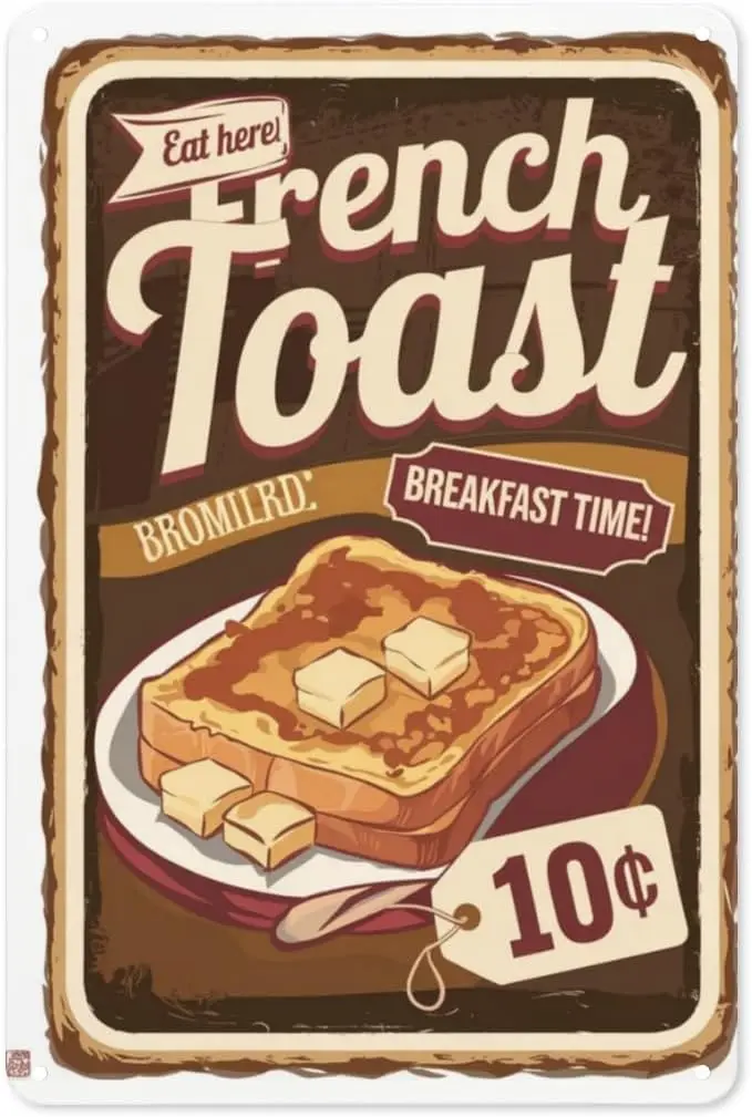 Breakfast Lover Tin Sign 8X12IN Retro Metal Wall Art for Diner Wall, Coffee Shop & Brunch Enthusiast Decor sign