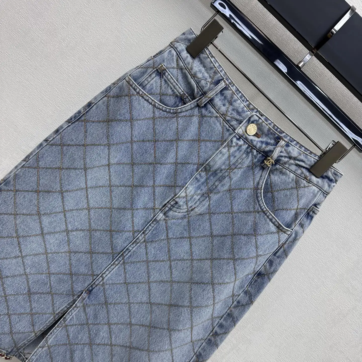 2026 New Product  Leige Chain Denim Half-Dress  Twill 100% Cotton High-Waist Full-Length Dress