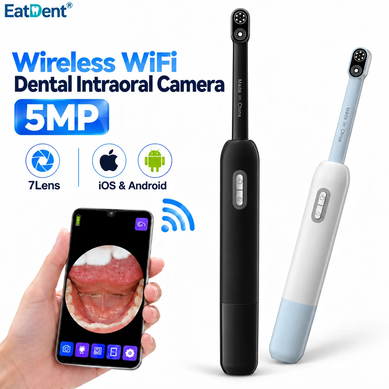 5MP/2MP Wireless WIFI Dental Intraoral Camera Oral Endoscope HD Camera 1080P with 7 LED Dentistry Visual Intra Oral Inspect Tool