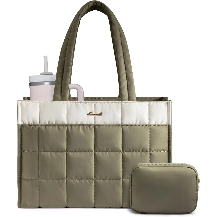 

Большая стеганая дорожная сумка через плечо для женщин с застежкой-молнией, подходит для медсестры, учителя, колледжа, офиса, клинического спортзала, вмещает 15,6