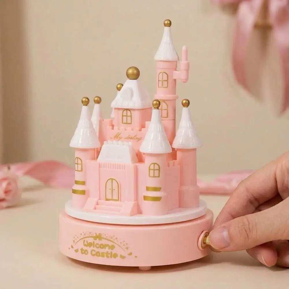 Cartoon Castle Rotating Music Box Romantic Style Handwork Craft Mechanical Music Box Exquisite Birthday Music Box Birthday Gifts