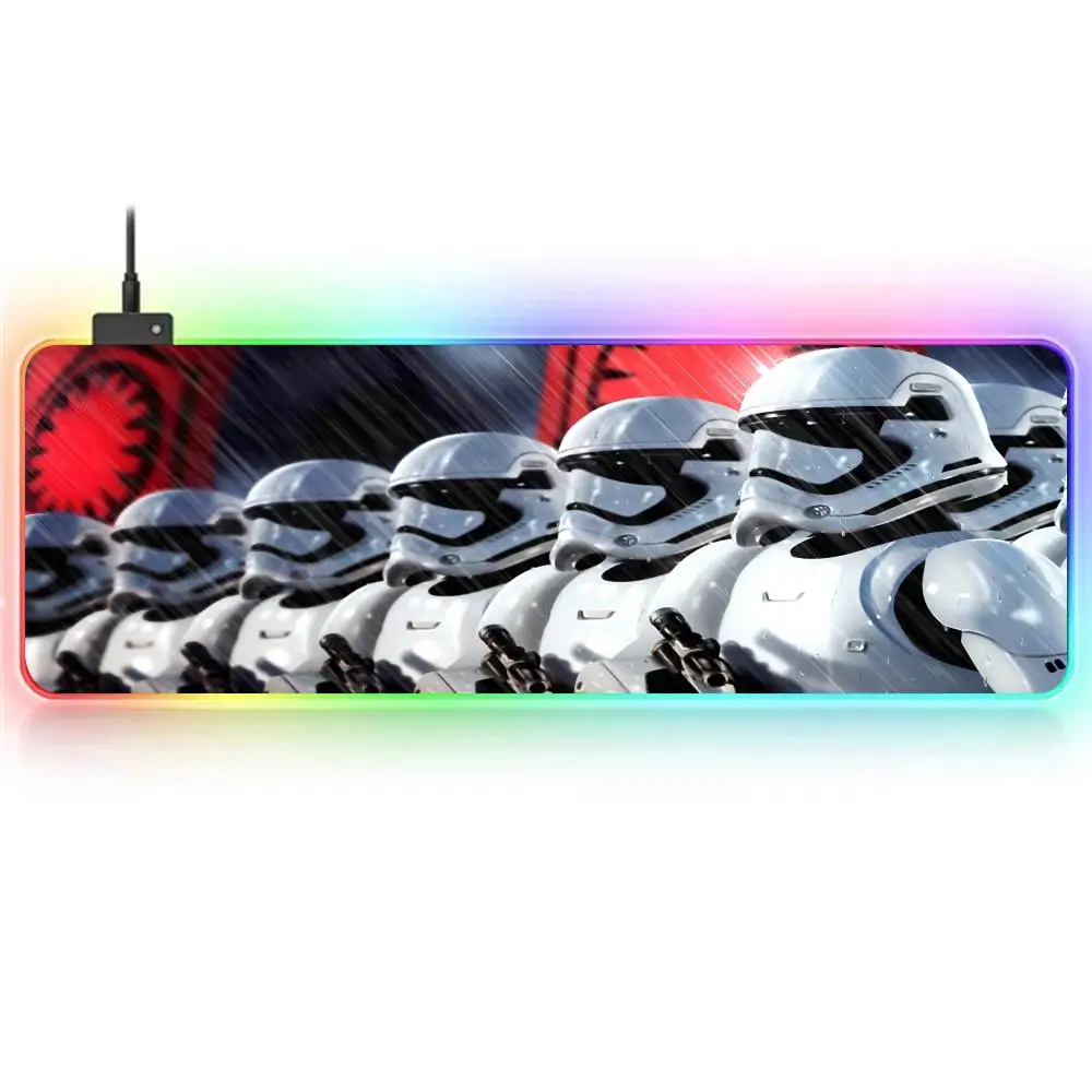 Fashion S-Star W-Wars Mouse Pad RGB Large Gaming Mouse Pad Non-slip Rubber Base Keyboard Pad Extra Large Luminous LED Mouse Pad