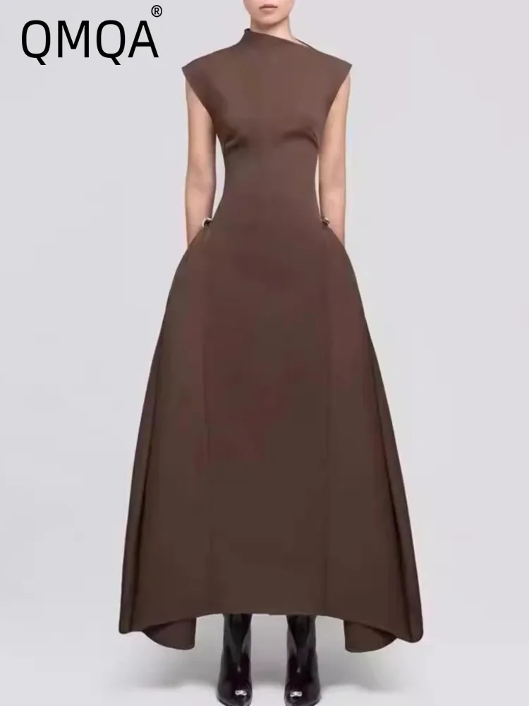 QMQA Fashion Women's Evening Elegant Dress Diagonal Collar Sleeveless Slimming Ankle-length Dresses 2025 New Clothing 1A255 - AliExpress 200000345 QMQA Fashion Women's Evening Elegant Dress Diagonal Collar Sleeveless Slimming Ankle-length Dresses 2025 New Clothing 1A255 - AliExpress 200000345