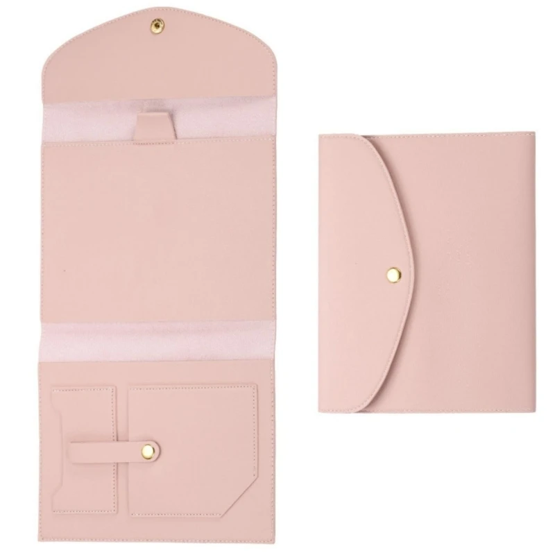  Light Weight Triple-Fold PU Notebook Cover Waterproof PU Leather With Storage Pockets and Button Closure for Note Taking