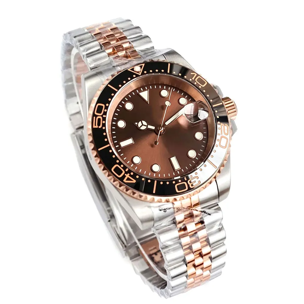 Tandorio New 40mm Two-Tone Stainless Steel 200M Waterproof Luminous Automatic Japan NH35A Movement Sapphire Men Mechanical Watch