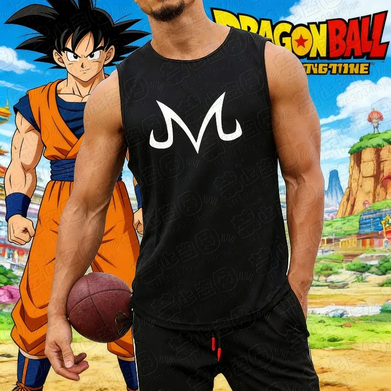 

Мужская и детская свободная спортивная летняя модная дышащая майка из чистого хлопка с принтом аниме Dragon Ball Гоку 2026