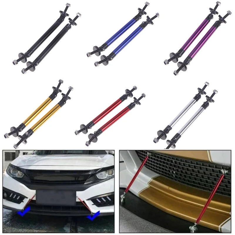 

2psc Universal Racing Adjustable Front Rear Bumper Lip Splitter Support Bar / Pull Rod Kit Racing 75mm