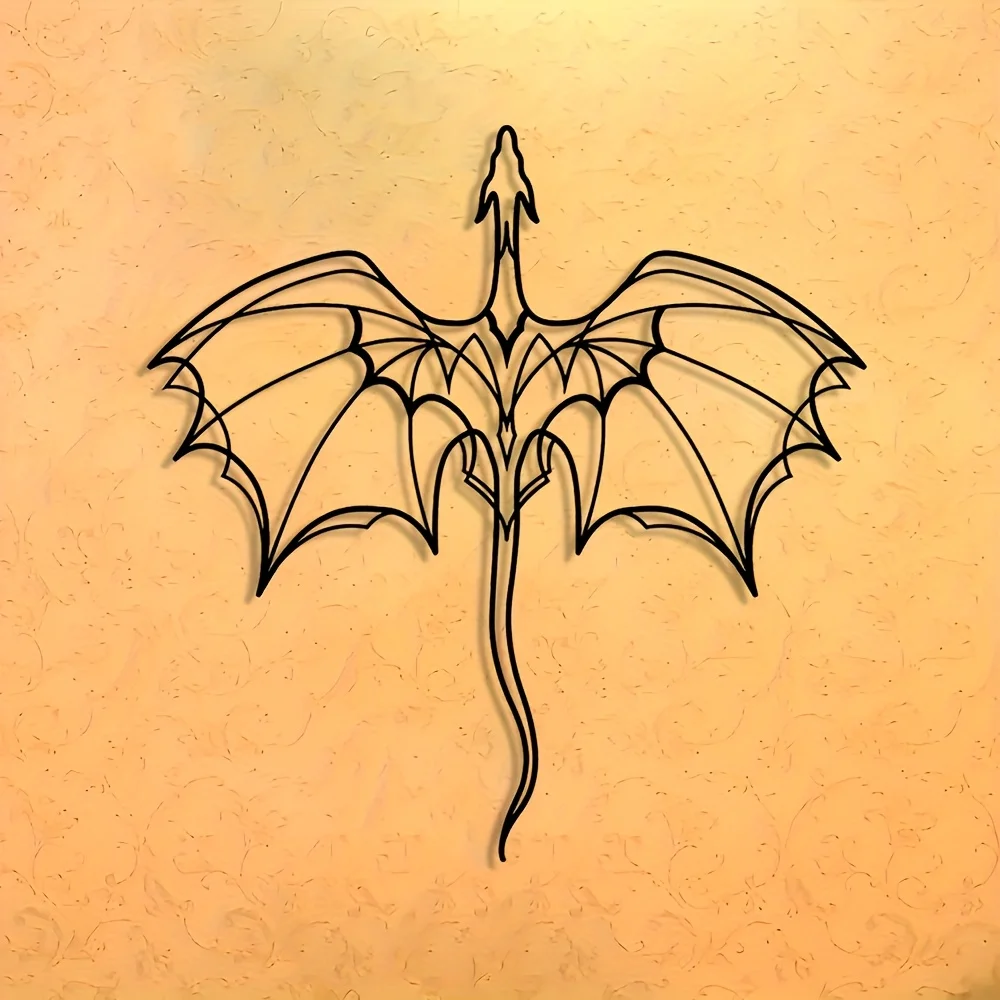1 Piece of Minimalist Metal Wall Art - Geometric Line Design, Iron Art Home Decor, Suitable for Living Room, Bedroom, Garden, Balcony - Eye-Catching Black Outline, Perfect Gift, Dragon-Themed Decoration, Perfect for Room Decor