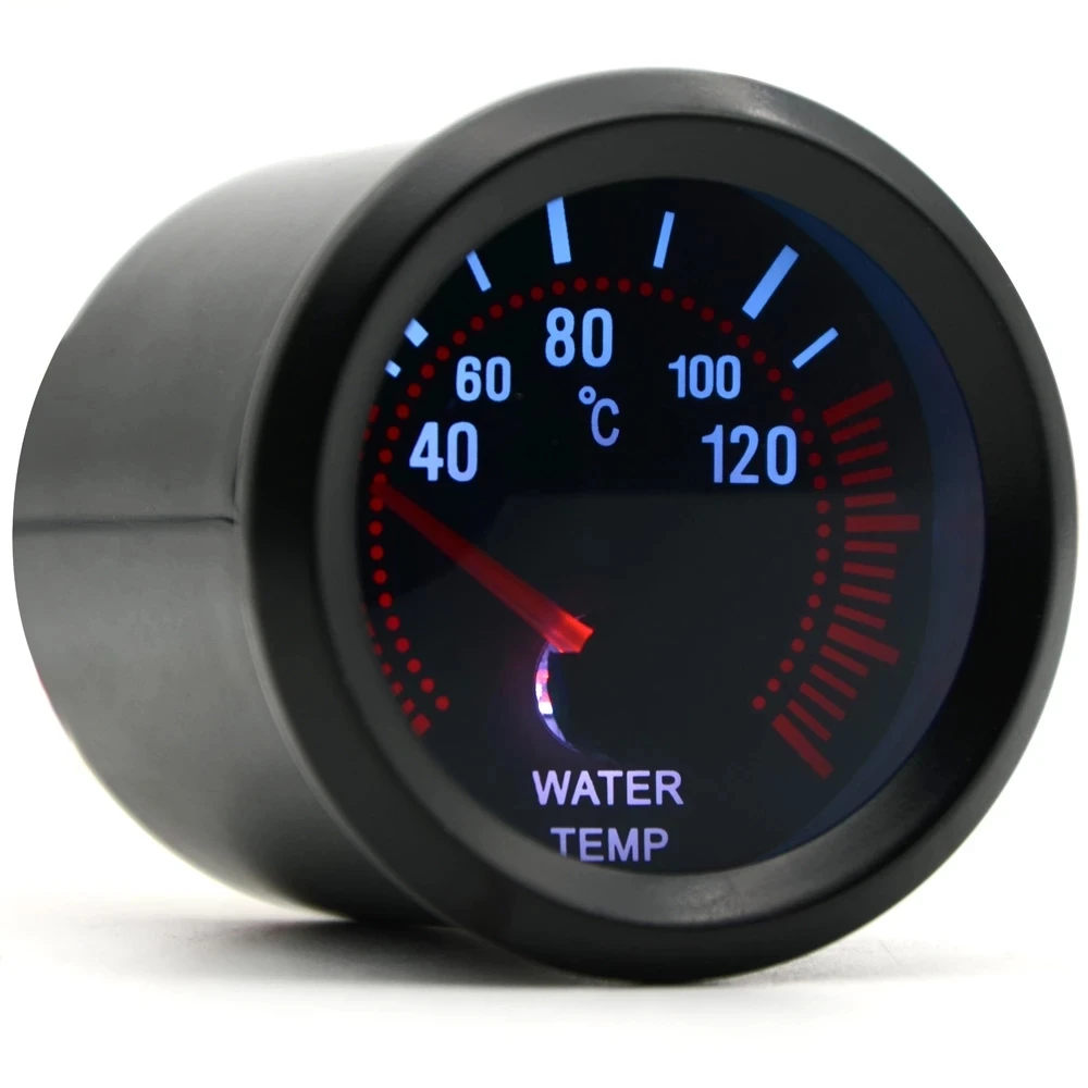 2\'\' 52mm Universal Smoke Lens Water Temp Temperature Gauge 40-120C LED With Water Temp Sensor Car Gauge