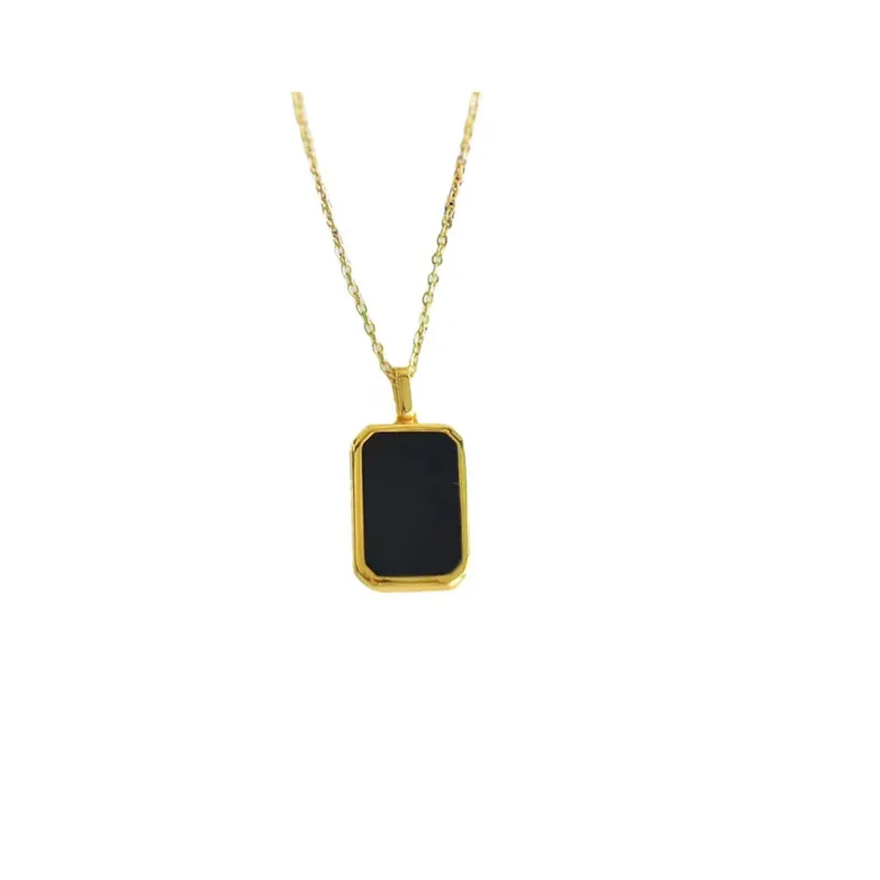 

RUIYI Real 18K Gold Pendant Necklace Natural Agate Stone Design Pure AU750 Chain for Women Fine Jewelry Gift