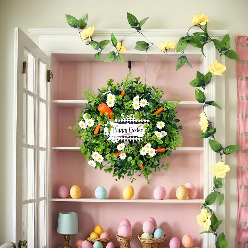 

Easter Wreath Decorations Carrot And Daisy Outdoor Garland Door Ornament Spring Wreath For Bedroom Window Living Room