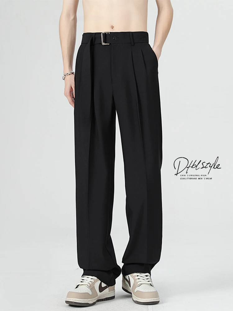 

American Sle Ice Silk High Street Straight Leg Men's Summer Thin Loose Sports Qui Dry Drape Casual Long Pants Trendy