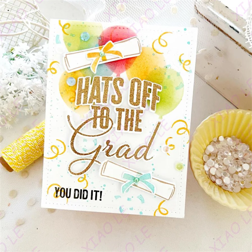 The Bigs Congrats to the Grad Metal Cutting Dies Hot Foil Craft Embossing Make Paper Greeting Card Making Template DIY Handmade
