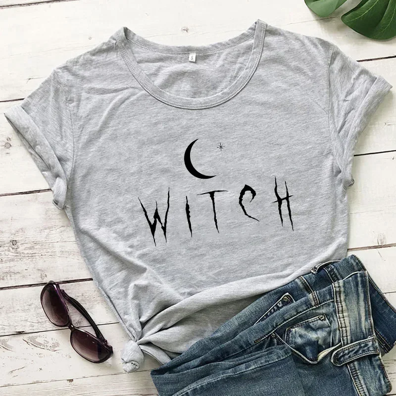 Witch Star Moon Print Women Casual Summer T Shirt Short Sleeve O Neck Loose Women Tshirt Ladies Tee Shirt Tops Camisetas Mujer