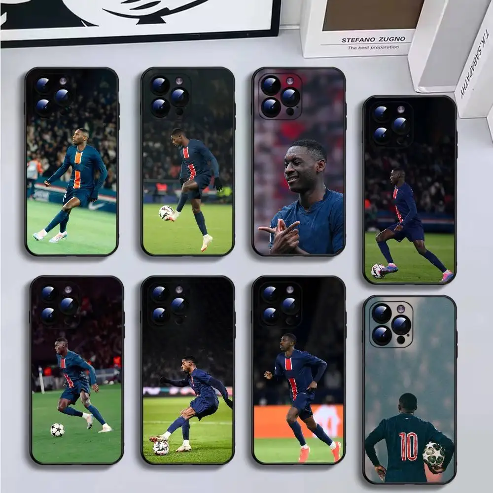 

football Randal Kolo Muani Phone Case For iPhone16,15,14,13,12,11 Plus,Pro Max,XS,X,XR,SE,Mini,8,7,Soft Black Cover