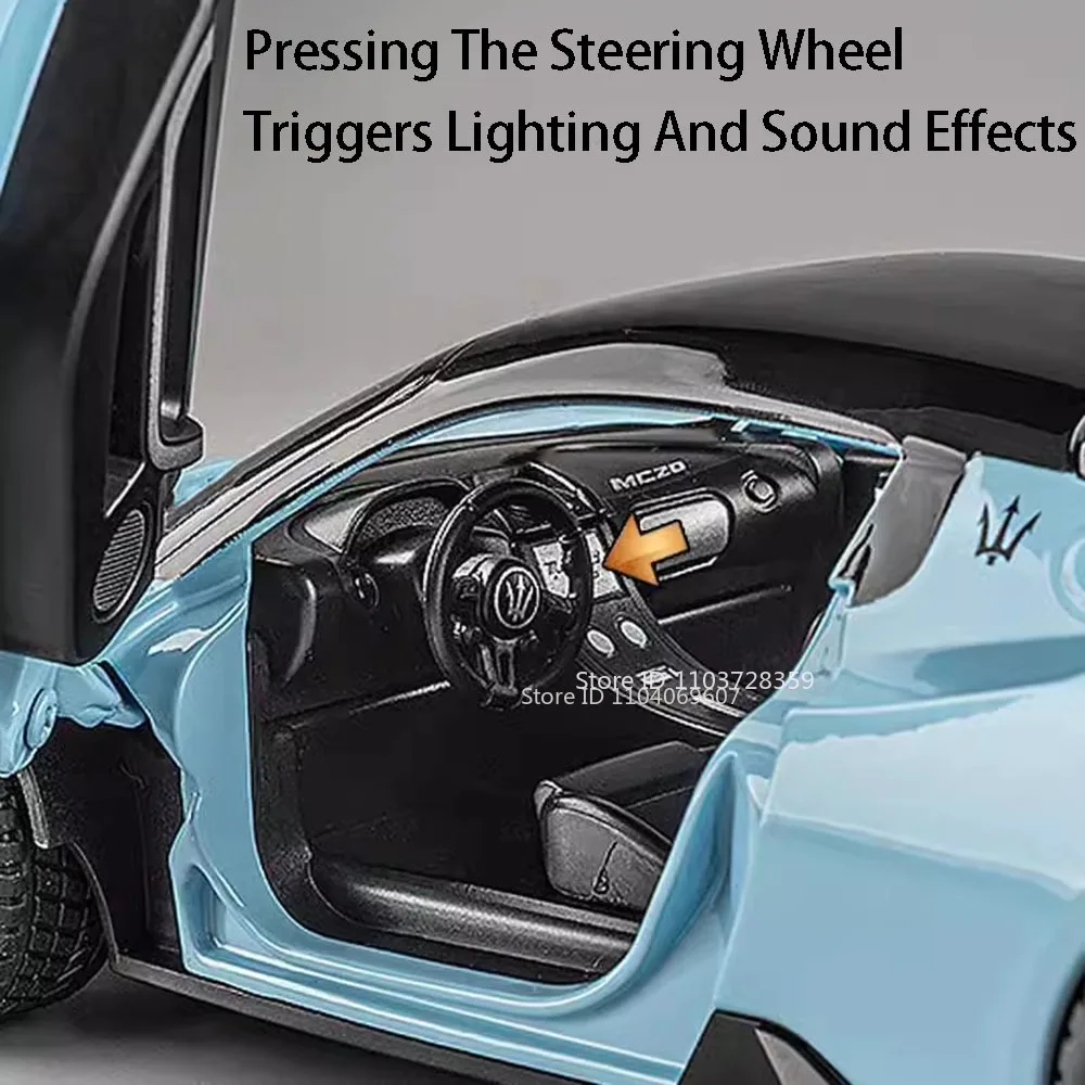 1:24 MC20 SVJ63 モデルミニチュアスポーツカーおもちゃ 合金ダイキャスト ドア開閉 プルバック サウンドライト装飾 スーパーカー 子供向け