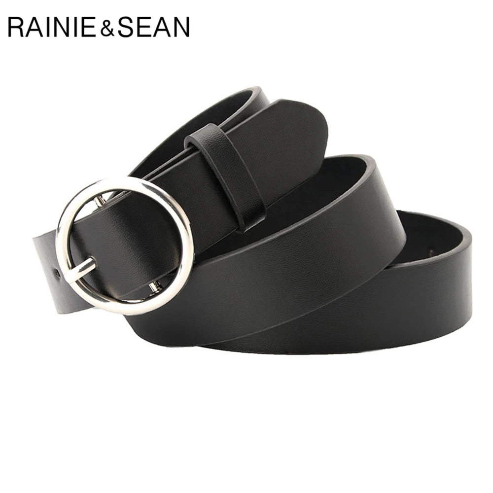 

New Design Woman Belt for Jeans Black Leather Belts for Women Round Buckle Circle Solid Casual High Quality Ladies Belt 105cm