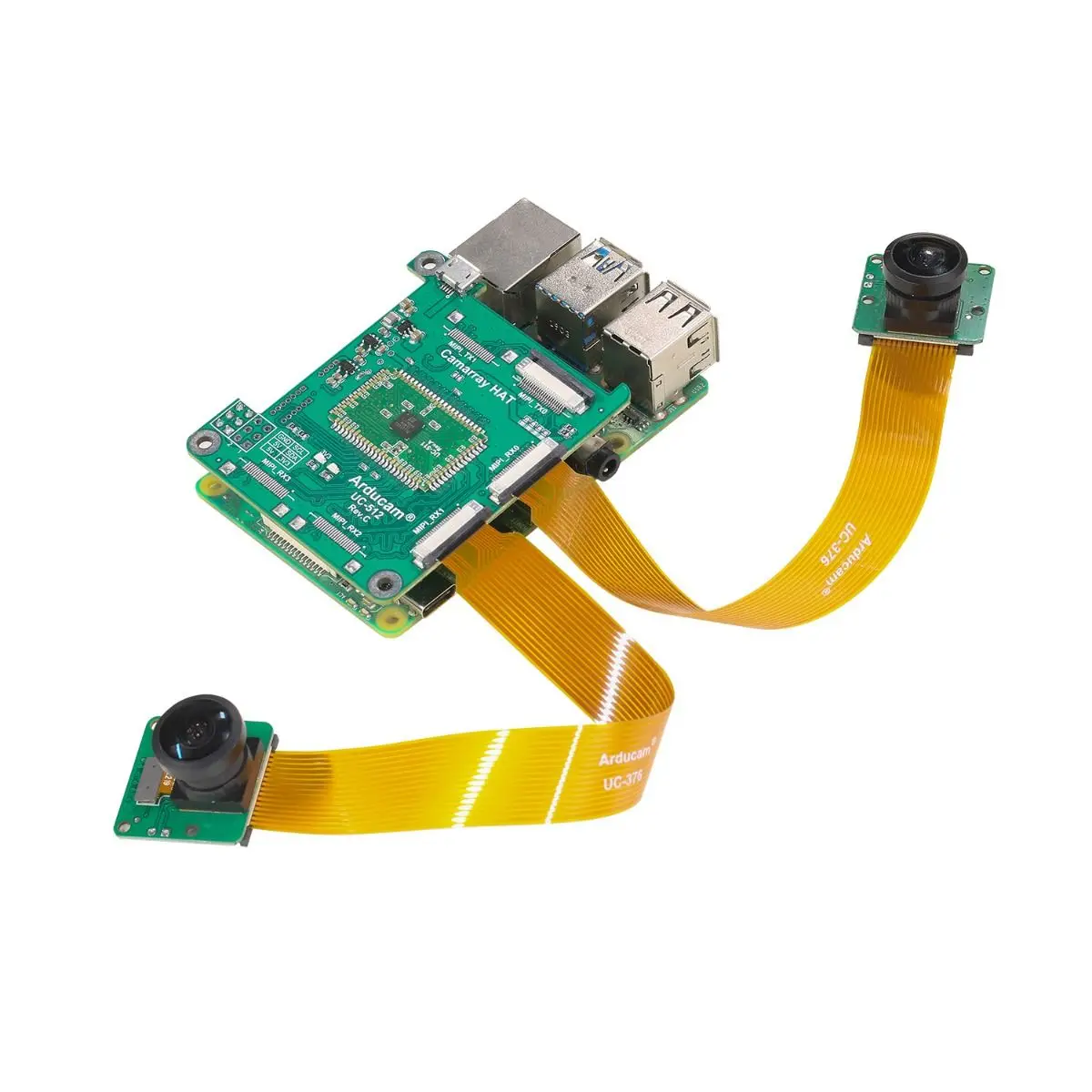 مجموعة كاميرا ستيريو متزامنة بدقة 8 ميجابكسل من Arducam لـ Raspberry Pi مع عدسة عين السمكة