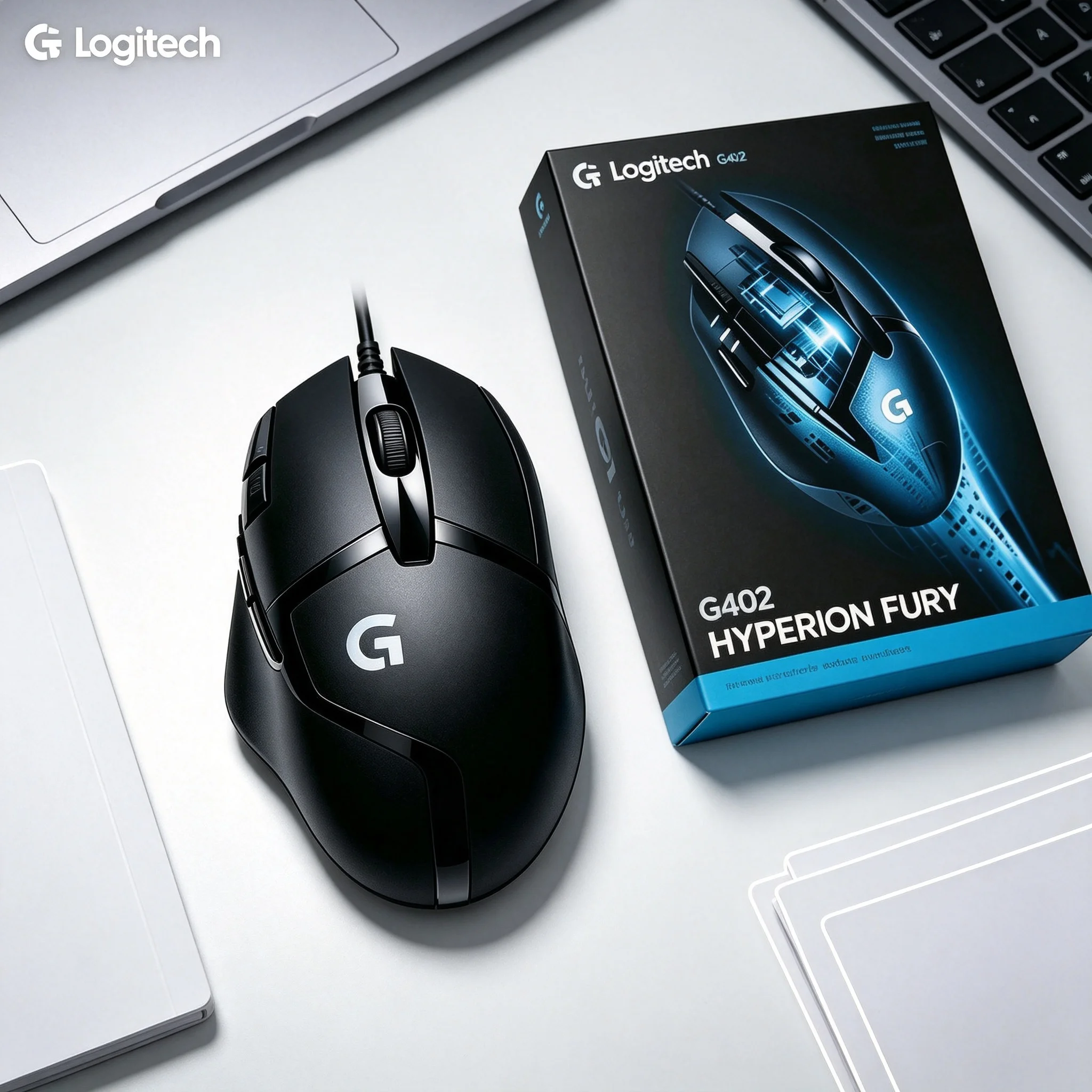 Authentic Logitech G402 Wired Gaming Mouse, 32‑Bit Built‑in Processor, Quick Cursor Response, Comfort Grip Mice for Competitive