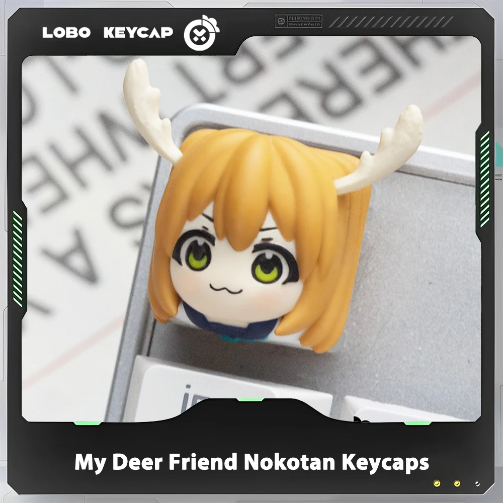 LOBO My Deer Friend Nokotan Keycap ручной работы из смолы, милый колпачок для механической клавиатуры, колпачки для клавиш по индивидуальному заказу, игровые аксессуары, подарок