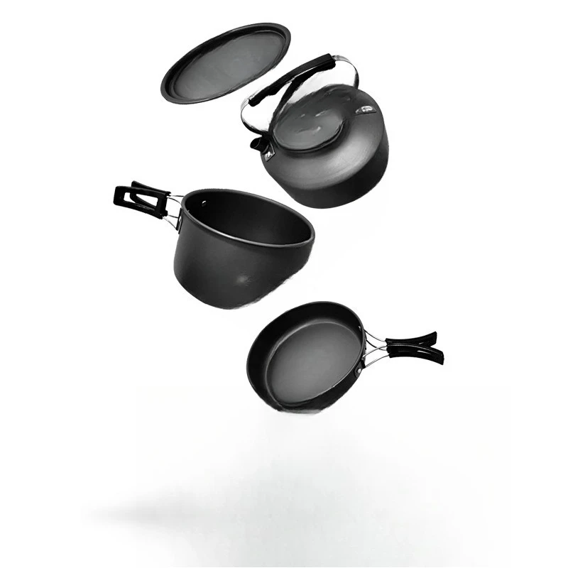 

Outdoor pots and pans three-piece cooking pot kettle, lightweight equipment picnic camping cooker