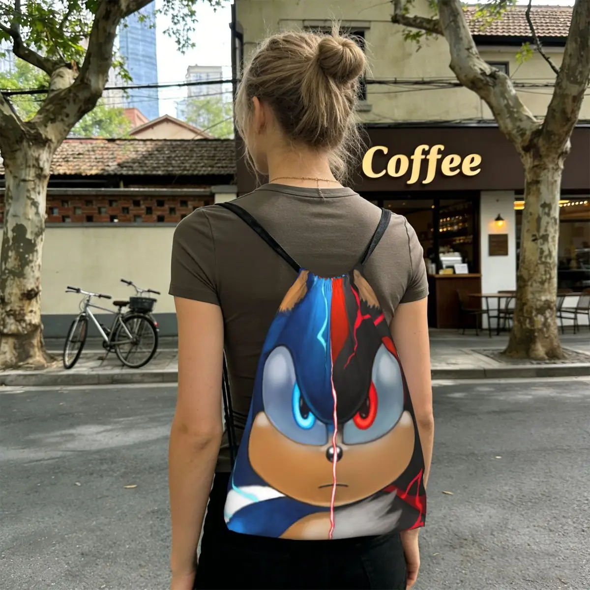 Sonic Shadow Backpacks Casual Drawstring Bags Storage Bag Book Bags for Travel School