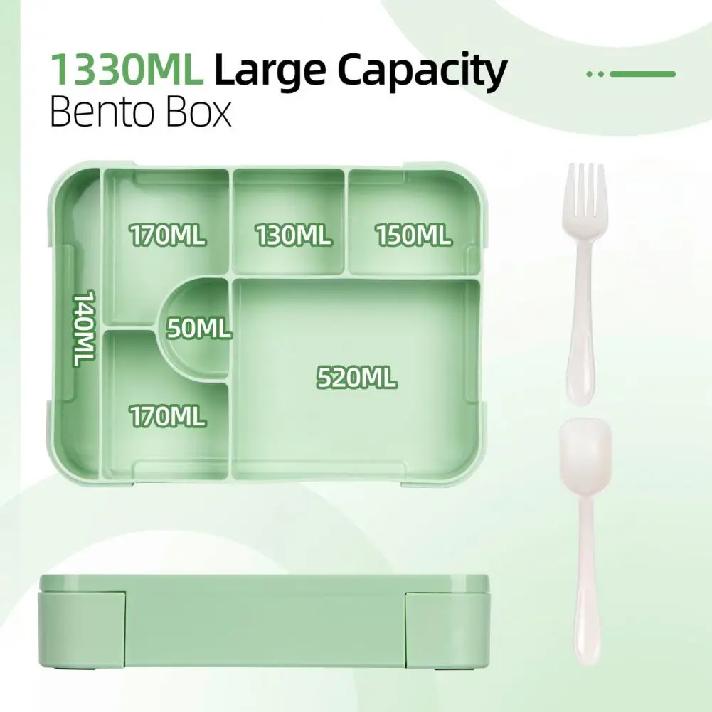 

Toddler Lunch Box with Compartments Leak Proof Bento Lunch Box Set with Utensils for Kids Adults 6-compartment Food for School