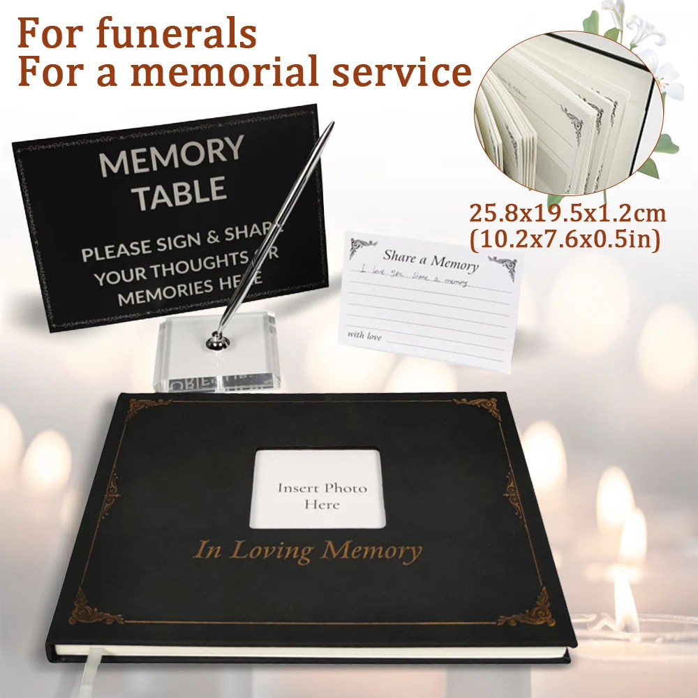 

Funeral Guest Book Elegant Hardcover Album Book Reception Funeral Celebration Album Memorial Service Sign in Card