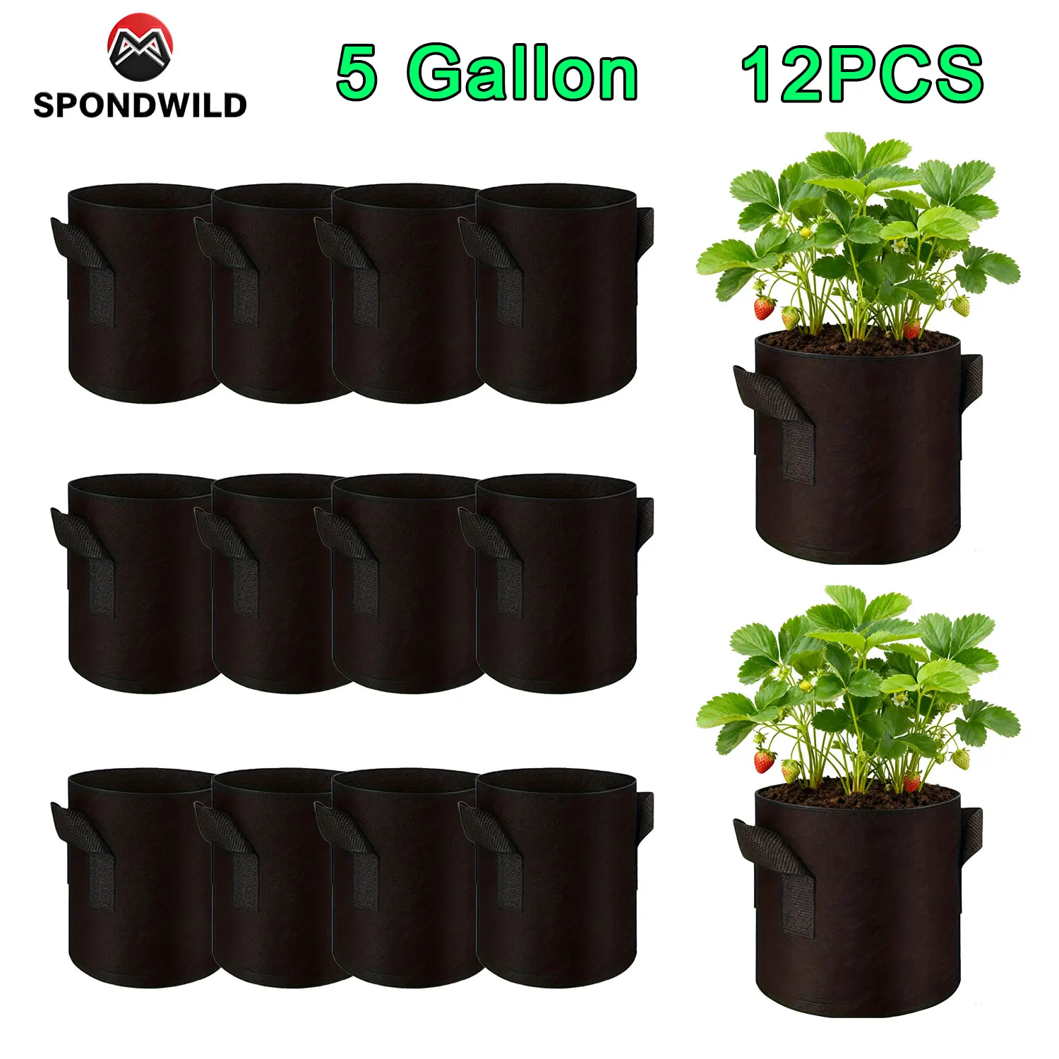 SPONDWILD Tomaten-/Kartoffel-Pflanzbeutel aus Verdicktem Vliesstoff für Garten, Gewächshaus und Gemüseanbau – Detail 26