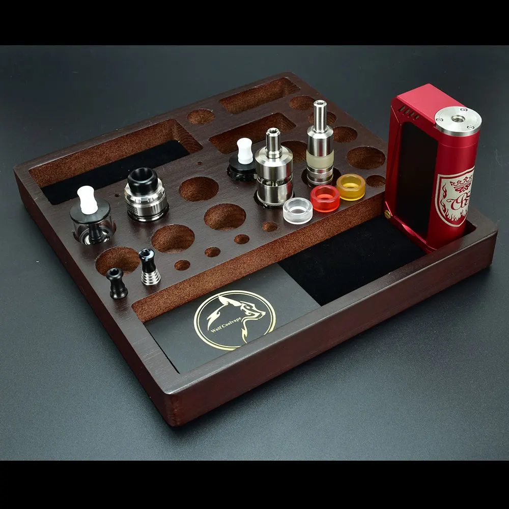 เครื่องทำไอน้ำชั้นโชว์จาก Wolfcoolvape วัสดุไม้สำหรับ RDA RTA